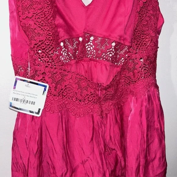 NWT Love Tree Fashion Women's Woven Solid Mini Cami Lace Trim Dress Size M NWT - Picture 6 of 7